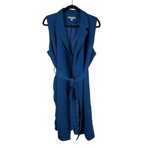Jessica London Wrap Dress Sleeveless Blue Belted Size 18W